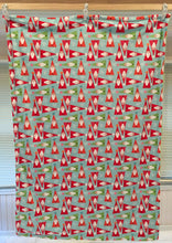 Load image into Gallery viewer, Blanket: Oh Ho No in Aqua on Dimple Dot in Dark Lime