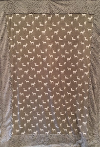 Bordered Style Blanket: Luxe Cuddle Deer to Me in Graphite Bordered Luxe Throw on Luxe Cuddle Zebra Frost
