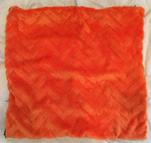 Load image into Gallery viewer, Zig Zag Zebra Patchwork Decorator Pillowcase on Luxe Cuddle Embossed Chevron Orange