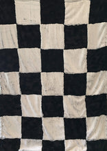 Load image into Gallery viewer, Luxe Cuddle Black Frost and Luxe Cuddle Caviar Hide Patchwork Throw on Luxe Cuddle Black Frost