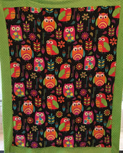 Load image into Gallery viewer, Heavenly Plush Minky Fleece Owl Bordered Luxe Throw on Luxe Lime Dimple Dot