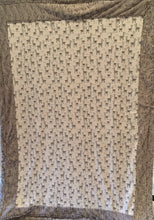 Load image into Gallery viewer, Bordered Style Blanket: Alpacas in Stone Bordered and Backed Throw on Bella Tip Dyed in Silver