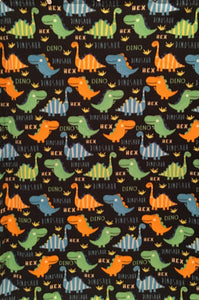 Polar Fleece Bright Dinos on Luxe Cuddle Lime Dimple Dot