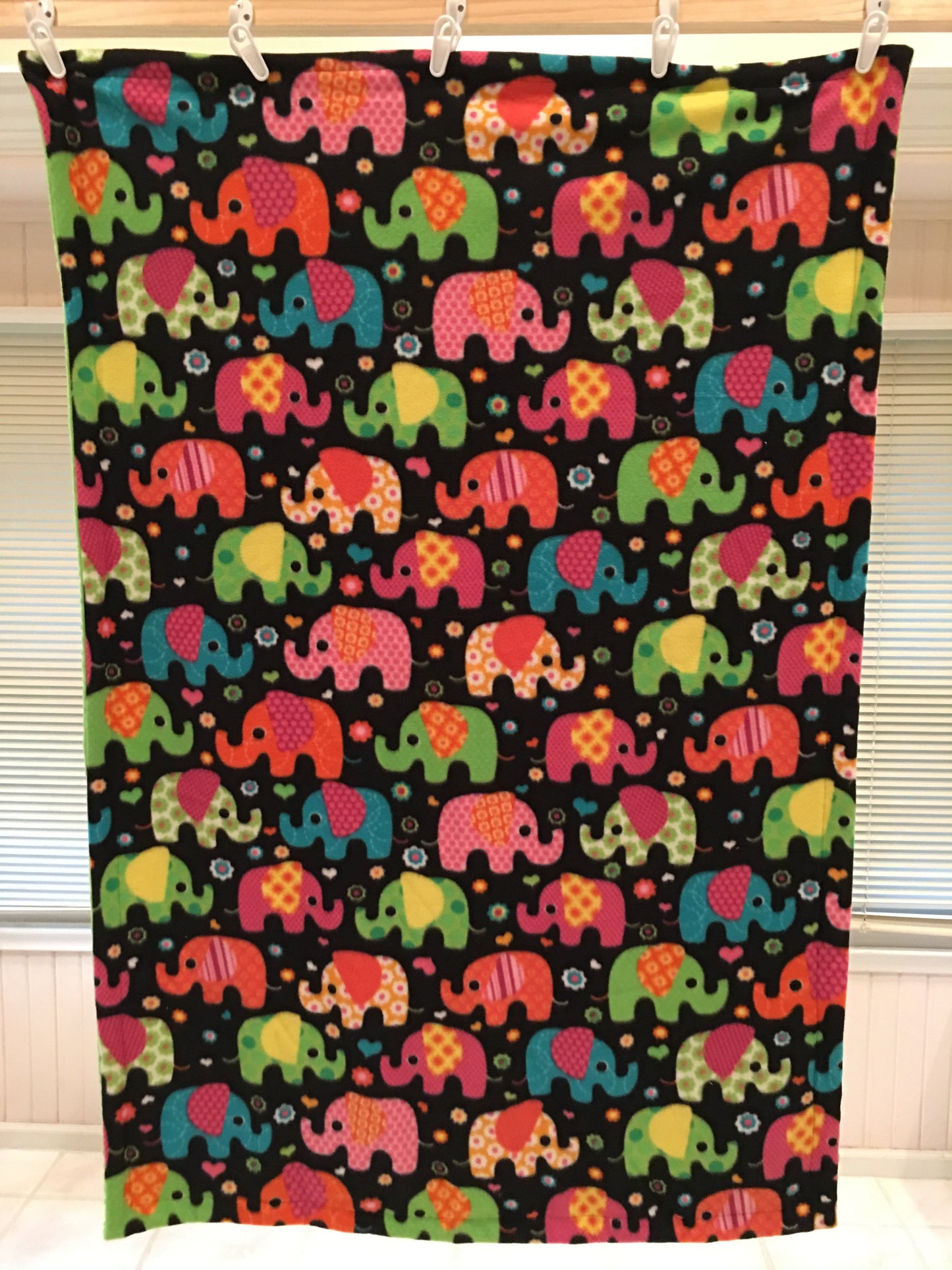 Winter Fleece Elephants on Luxe Cuddle Dimple Dot in Lime