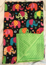 Load image into Gallery viewer, Winter Fleece Elephants on Luxe Cuddle Dimple Dot in Lime