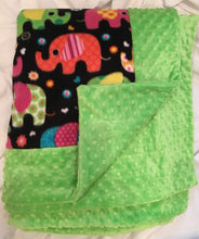 Load image into Gallery viewer, Winter Fleece Elephants Bordered Luxe in Luxe Cuddle Dimple Dot in Lime