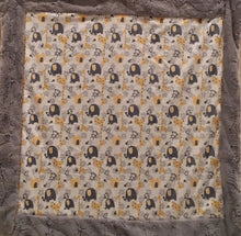 Load image into Gallery viewer, Baby Blanket Bordered in Luxe Cuddle Silver Hide on Jungle Dreams in Yellow