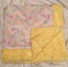 Load image into Gallery viewer, Baby Blanket Bordered with Luxe Cuddle Banana Hide on Dinostars