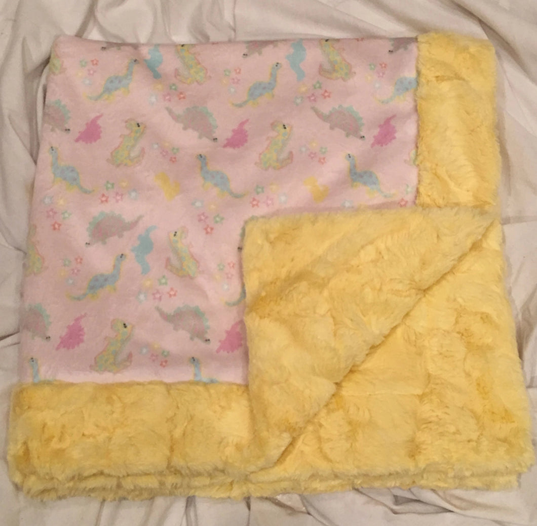 Baby Blanket Bordered with Luxe Cuddle Banana Hide on Dinostars