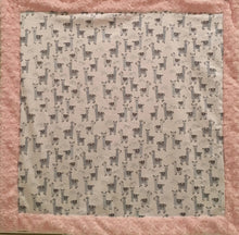 Load image into Gallery viewer, Baby Blanket Bordered in Luxe Cuddle Rosettes in Ice Pink on Alpaclettes in Stone