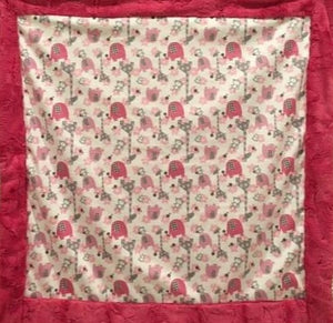Bordered Style Blanket: Bordered and Backed with Luxe Cuddle Carnation Hide on Jungle Dreams in Fuschia