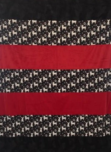 Luxe Cuddle Caviar Hide, Chihuahuas Hearts and Paws, Plush Solid Scarlett Red on Luxe Cuddle Caviar Hide