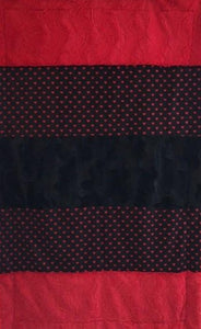 Luxe Cuddle Caviar Hide, Heavy Hearts in Black and Stella Red Strip on Stella Red