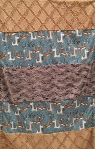 Strip Style Blanket: Machu Picchu Out N About and Bella Strip on Luxe Cuddle Lattice Sand