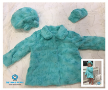 Load image into Gallery viewer, Girls Minky Coat: Luna in Aruba Outerwear Set (Includes Coat, Hat, and Fashion Mask)