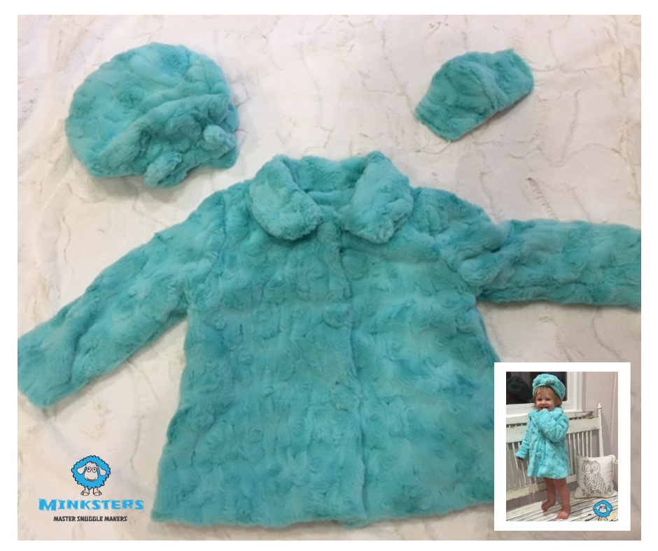Girls Minky Coat: Luna in Aruba Outerwear Set (Includes Coat, Hat, and Fashion Mask)