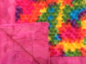 Blanket Bordered and Backed in Carnation Hide on Rainbow Rose Vibrant