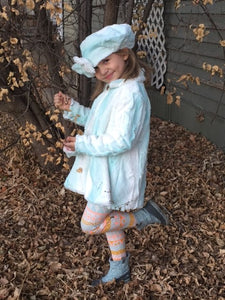 Girls Minky Coat: Saltwater Angora Outerwear Set (Includes Coat, Hat, and Fashion Mask)