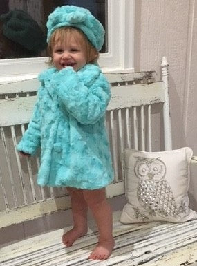 Girls Minky Coat: Luna in Aruba Outerwear Set (Includes Coat, Hat, and Fashion Mask)