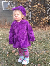 Load image into Gallery viewer, Girls Minky Coat: Hide in Pansy Outerwear Set (Includes Coat, Hat, and Fashion Mask)