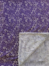 Load image into Gallery viewer, Spoonflower Deep Purple Hearts on Luxe Cuddle Marble Iris