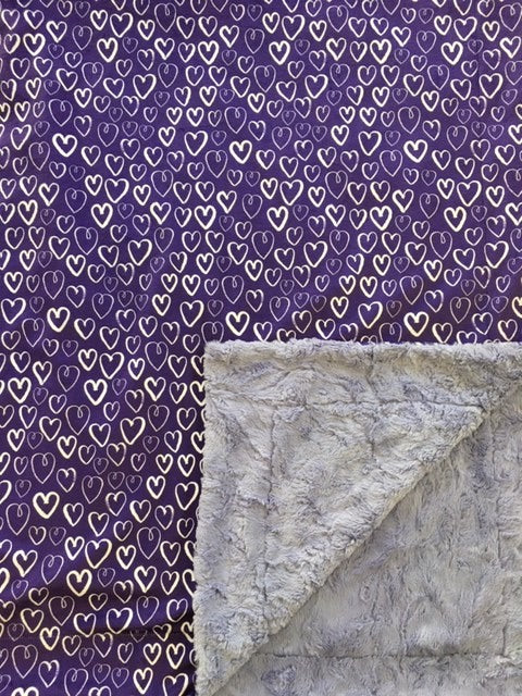 Spoonflower Deep Purple Hearts on Luxe Cuddle Marble Iris