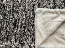 Load image into Gallery viewer, Blanket: Spot Leopard Snuggle Black on Luxe Cuddle Frost in Black