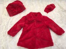 Load image into Gallery viewer, Girls Minky Coat: Stella in Red Outerwear Set (Includes Coat, Hat, and Fashion Mask)