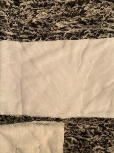 Strip Style Blanket: Spot Leopard Snuggle and Black Frost on Luxe Cuddle Black Frost