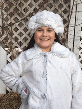 Load image into Gallery viewer, Girls Minky Coat: Frost Black Outerwear Set (Includes Coat, Hat, and Fashion Mask)